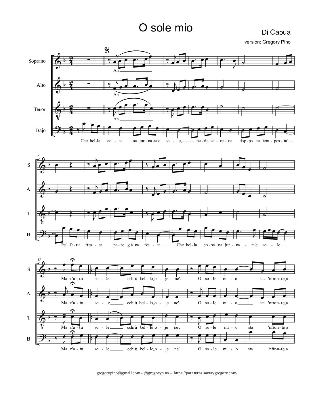 O sole mio, coro mixto