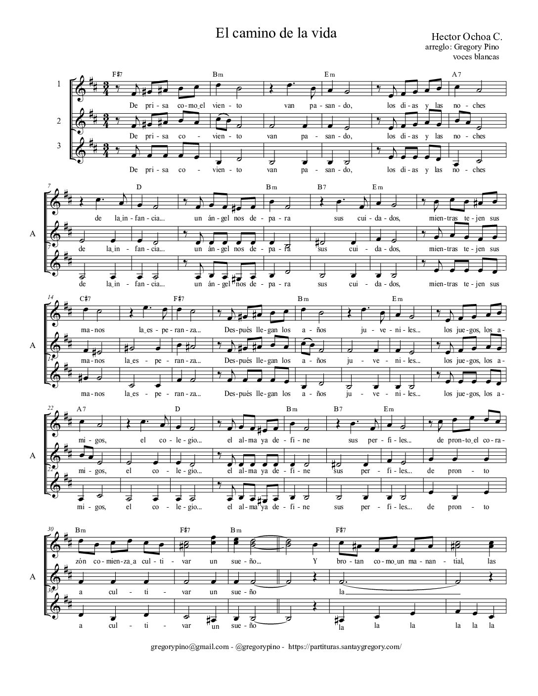 El camino de la vida - Hector Ochoa - para voces claras