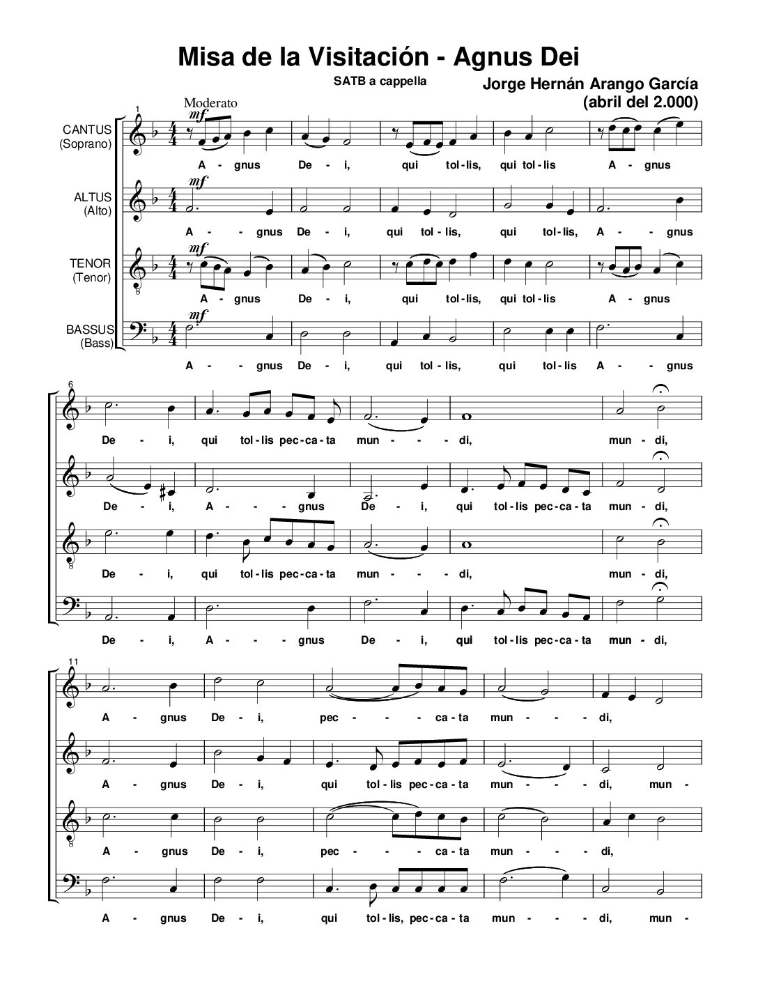 Agnus Dei - Jorge H. Arango SATB