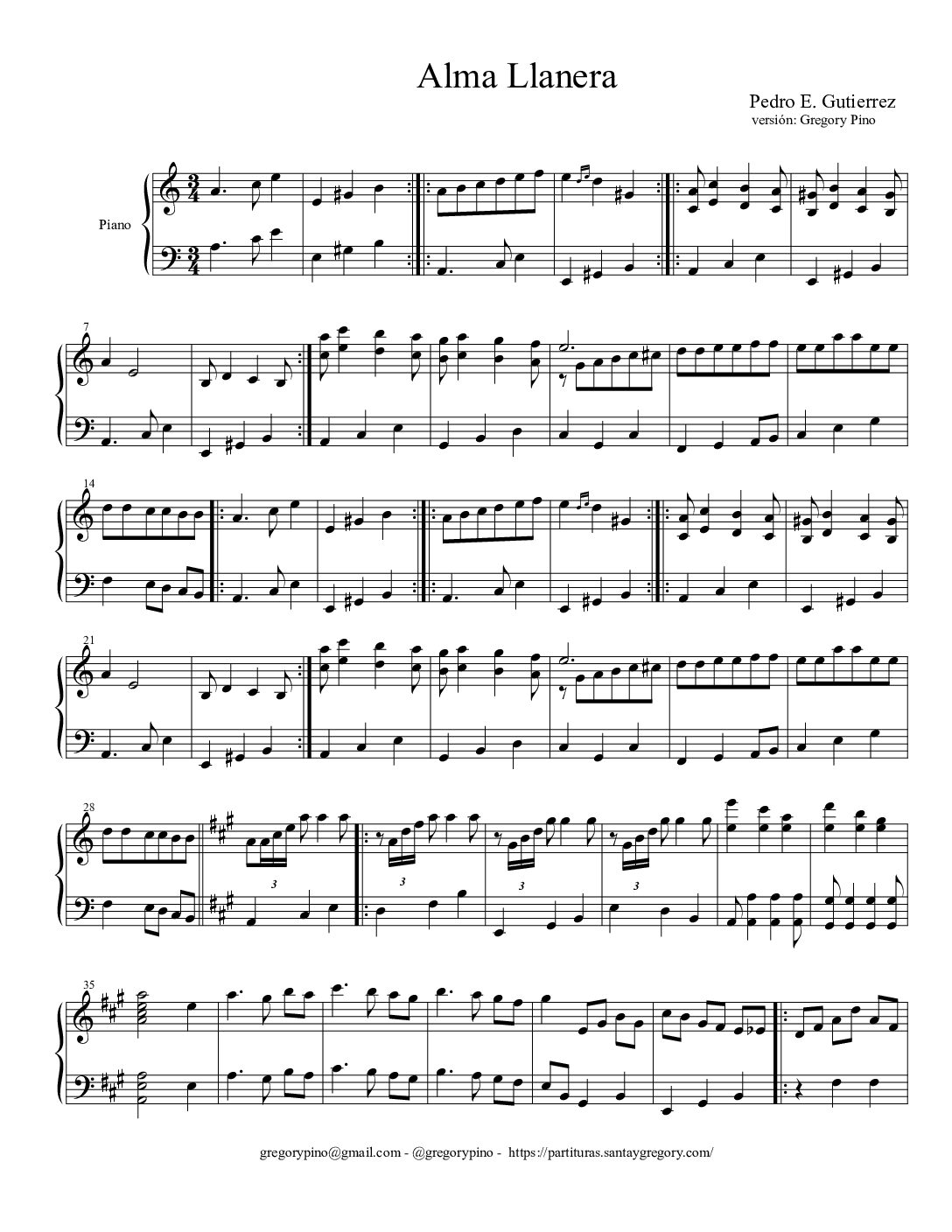 Alma llanera - piano