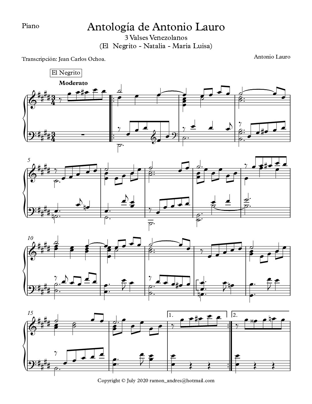 Antología de Antonio Lauro - para piano