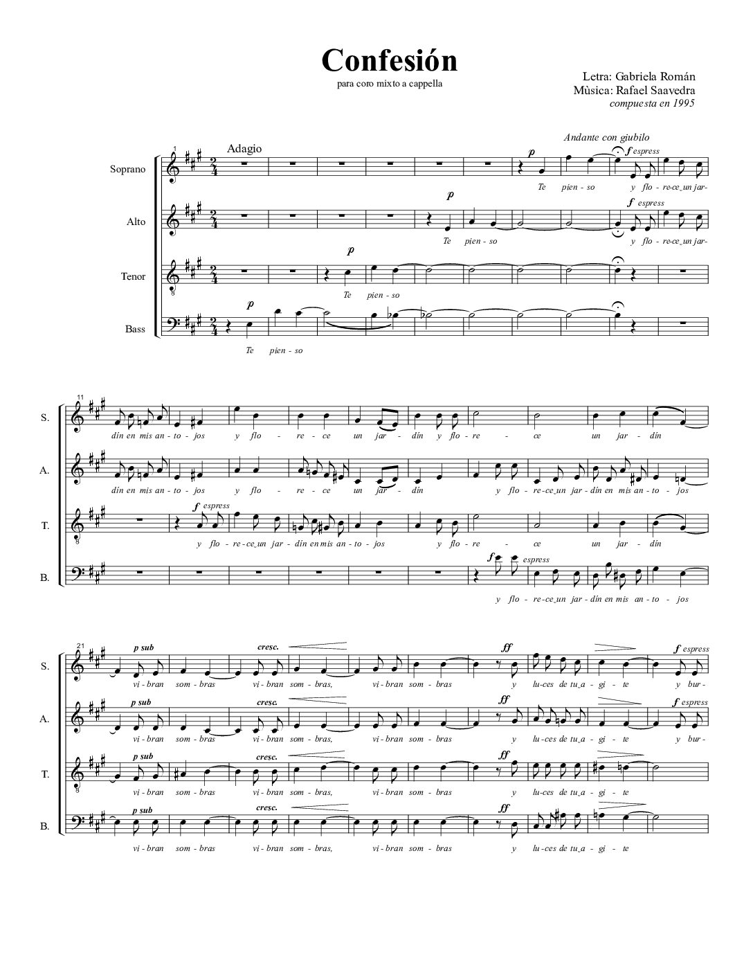 Confesión - Rafael Saavedra - SATB
