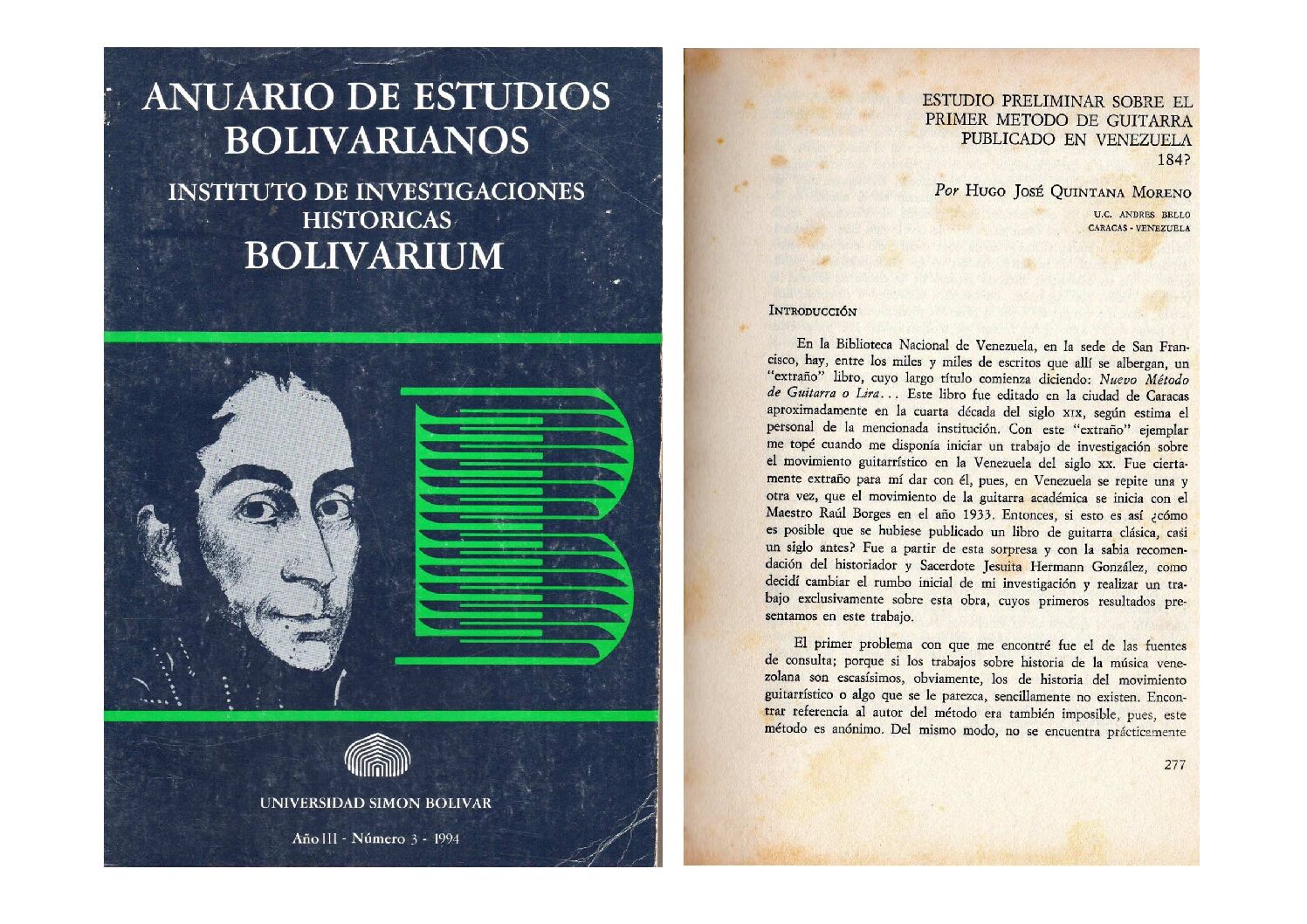 Estudio preliminar sobre el primer método de guitarra publicado en Venezuela