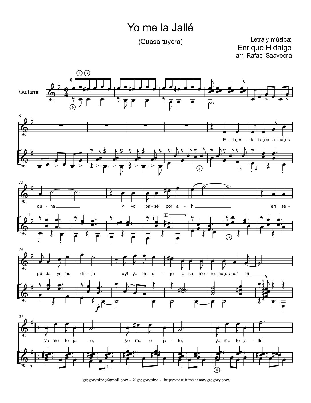 Yo me lo jallé - E. Hidalgo - Guitarra y Voz - G