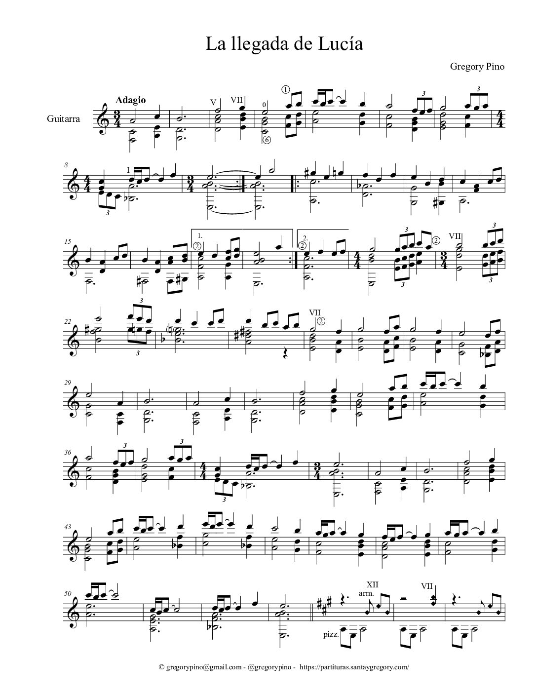 La llegada de Lucía - para guitarra