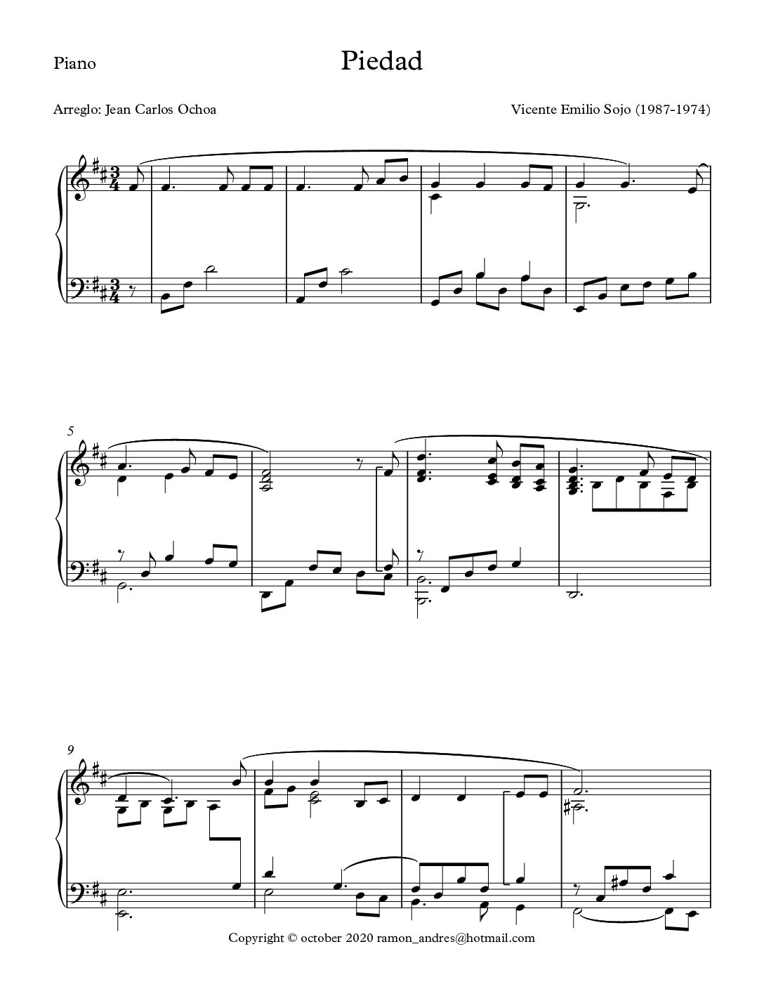 Piedad - V. E. Sojo - piano